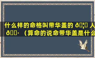 什么样的命格叫带华盖的 🦍 人 🌷 （算命的说命带华盖是什么意思）